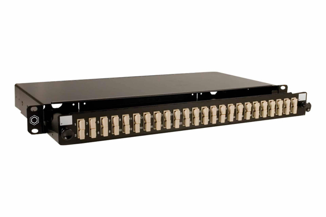 48 Fibre 1U - 24 Duplex SC SM FO Patch Panel Loaded (Black)